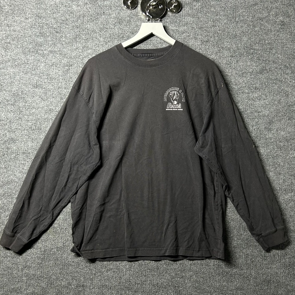 Abercrombie & Fitch Long Sleeve T-Shirt Mens XL Black Good Mountain Rescue
